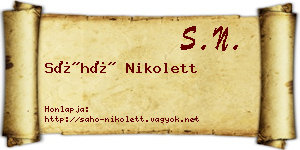 Sáhó Nikolett névjegykártya